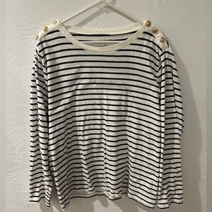 J. Crew Boat Neck Long Sleeve with Gold Buttons